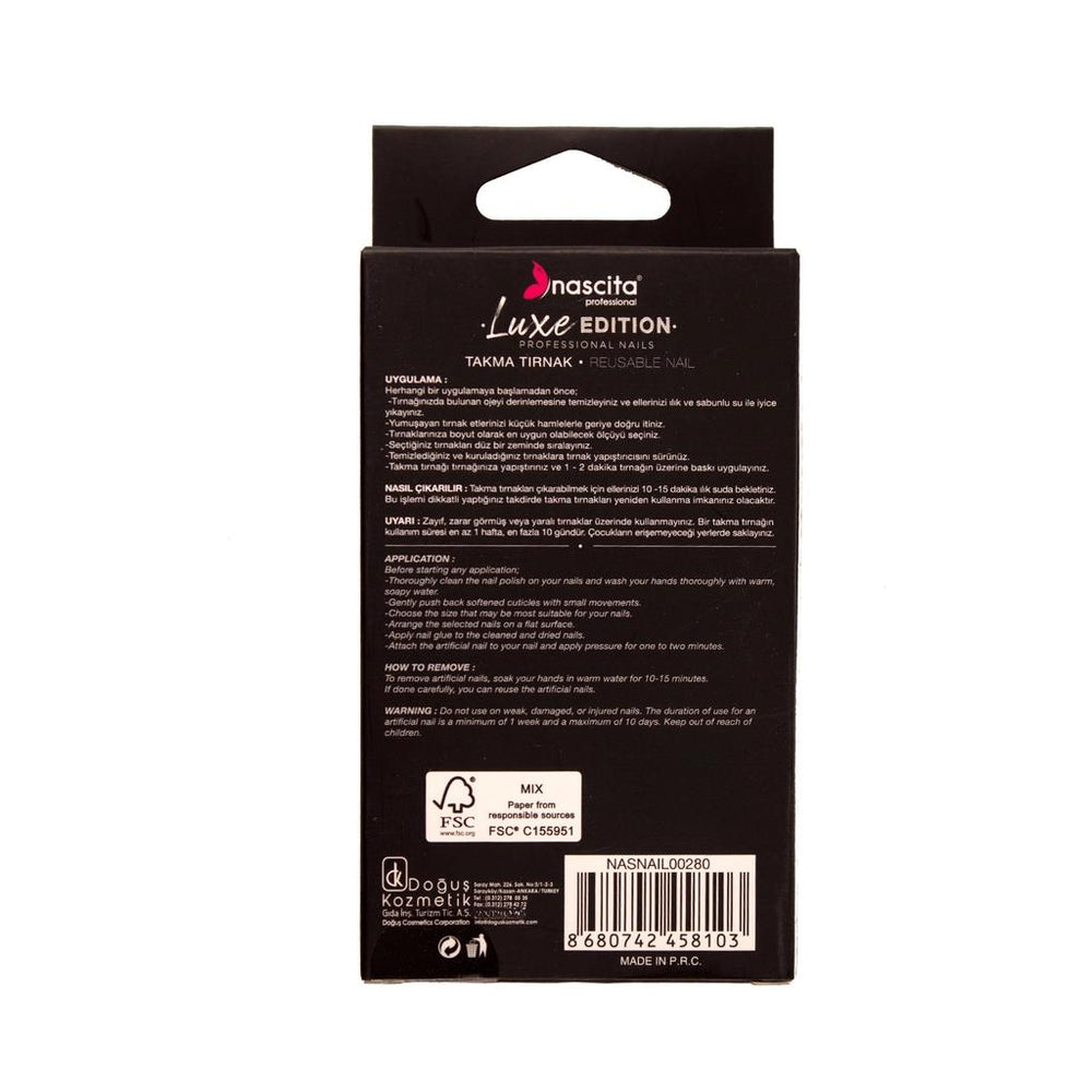 Nascita Luxe Edition Almond False Nails Black & White S280 24-Pack