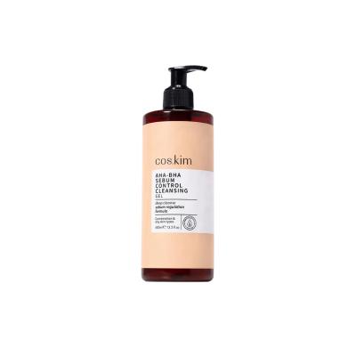 Coskim Sebum Control Cleansing Gel - Vegan AHA-BHA Face Wash for Oily Skin, 13.53 fl oz - Makeup Remover