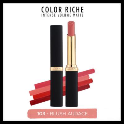 Loreal Paris Color Riche Intense Volume Matte Lipstick - 103 Blush Audace | Hydrating, Long Lasting Color & Fuller Lips Loreal Paris Matte Volume Lipstick | Fuller Lips & Hydration Matte lipstick, Volume lipstick, Hyaluronic acid lipstick, Moisturizing matte lipstick, Loreal lipstick, Fuller lips lipstick, Blush Audace lipstick, Long-lasting matte lipstick, Hydrating lipstick, Lip volume enhancer, Lipstick, Matte finish, Volume enhancing, Hyaluronic Acid, Moisturizing, Lip defining, Powder matte, Long-lasti