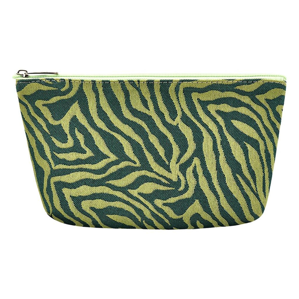 Eklips Khaki Zebra Pattern Makeup Bag with Secure Zipper