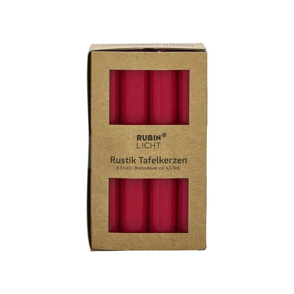 Rubin Licht Rustic Red Taper Candles for Elegant Decor 8-Pack