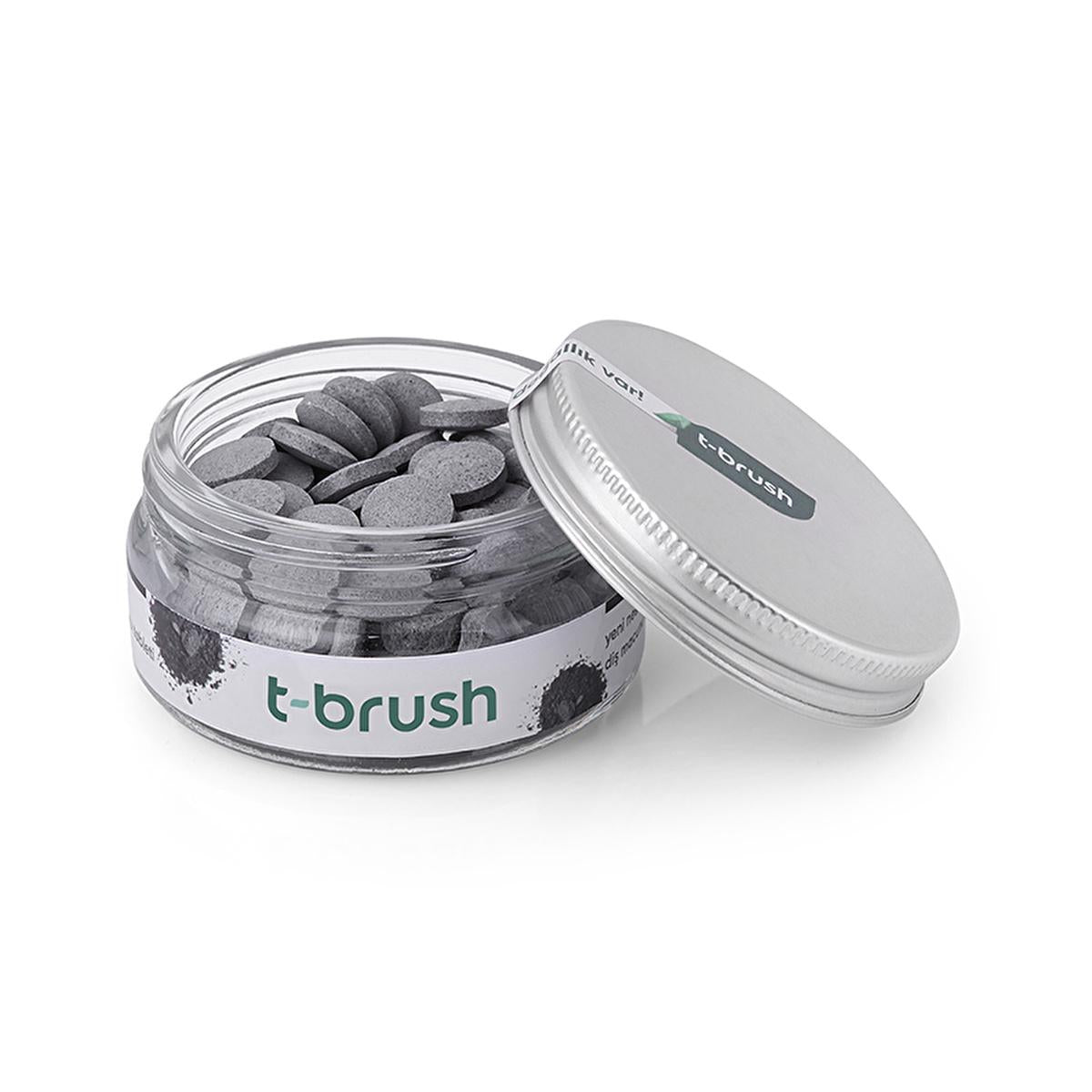 T-Brush Natural Activated Charcoal Toothpaste Tablets - Vegan, Chemical-Free Oral Care T-Brush Activated Charcoal Toothpaste Tablets - Natural & Vegan natural toothpaste tablets, activated charcoal toothpaste, vegan oral care, chemical-free toothpaste, sustainable oral hygiene products, eco-friendly oral care, cruelty-free toothpaste, sensitive teeth and gums, orthodontic oral care, pregnancy oral care, breastfeeding oral care, natural oral care, sustainable packaging, oral hygiene, dental care, health and 