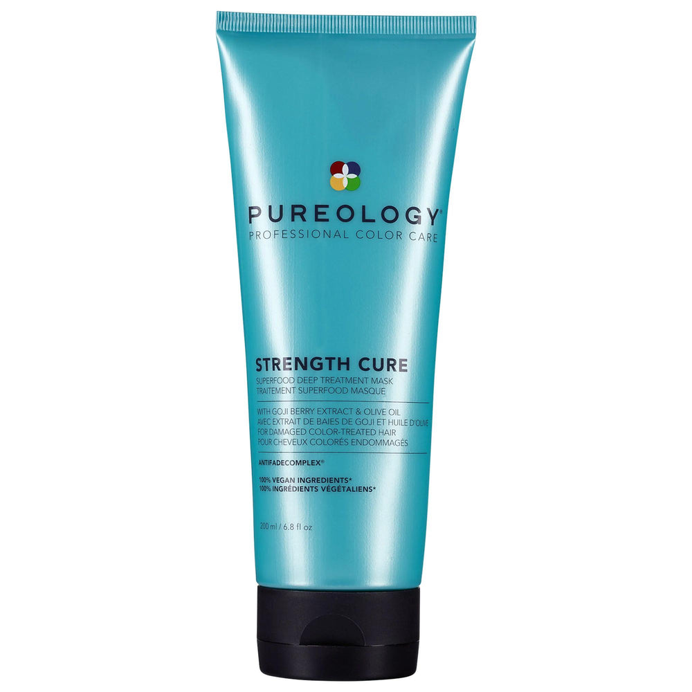 Strength Cure Superfoods Treatment Hair Mask - Nourishing, Color Protecting, Vegan Hair Care Strength Cure Hair Mask for Color Protection hair mask, nourishing hair care, color protection, vegan hair products, cruelty-free cosmetics, olive oil hair treatment, goji berry hair care, hair repair, color-treated hair, natural hair care, vegan beauty, eco-friendly cosmetics, hair nourishment, damaged hair treatment