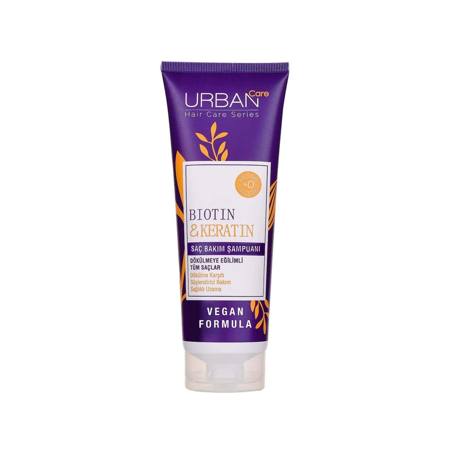 URBAN Care Sulfate-Free Shampoo with Biotin & Keratin for Hair Loss - 8.45 fl oz URBAN Care Sulfate-Free Shampoo for Hair Loss sulfate-free shampoo, biotin shampoo, keratin shampoo, hair loss shampoo, URBAN Care shampoo, sülfatsız şampuan, saç dökülmesi şampuanı, hair care, gentle shampoo, sensitive scalp, hair strengthening, hair nourishment, biotin, keratin, hair growth