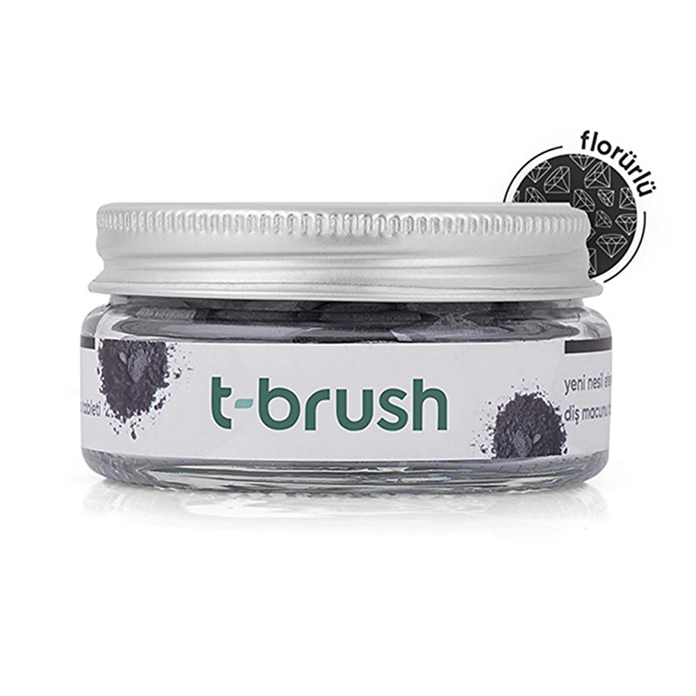 T-Brush Activated Charcoal Toothpaste Tablets - Fluoride, Vegan Formula for Sensitive Gums | 90 Tablets - Toothpaste