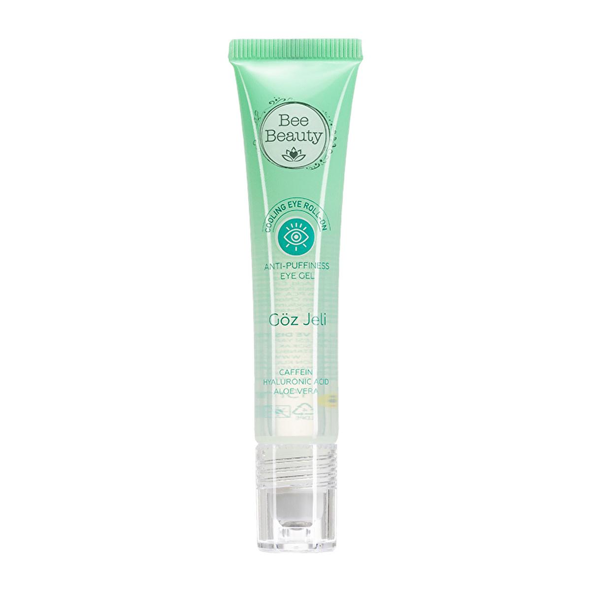 Bee Beauty Serinletici Roll-On Göz Jeli 15 ml - Under-Eye Gel for Reduced Puffiness & Hydration Under-Eye Gel for Reduced Puffiness & Hydration - Bee Beauty under-eye gel, roll-on eye gel, caffeine eye cream, hyaluronic acid eye gel, aloe vera eye care, reduce puffiness, eye hydration, brightening eye gel, skincare, cosmetics, beauty products, eye care, puffiness reduction, hydration, brightening, roll-on applicator, day and night use, Bee Beauty