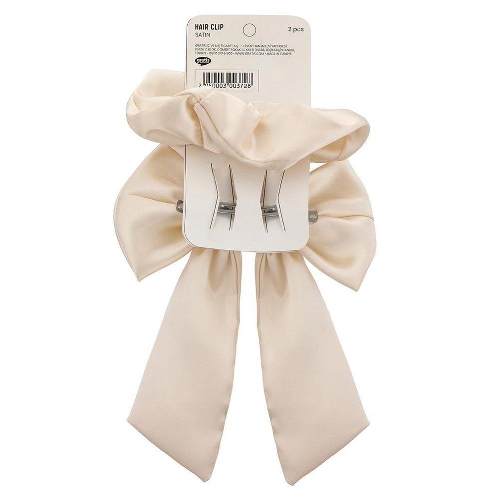 Eklips Cream Satin Scrunchie Set Gentle Hair Ties 2-Piece