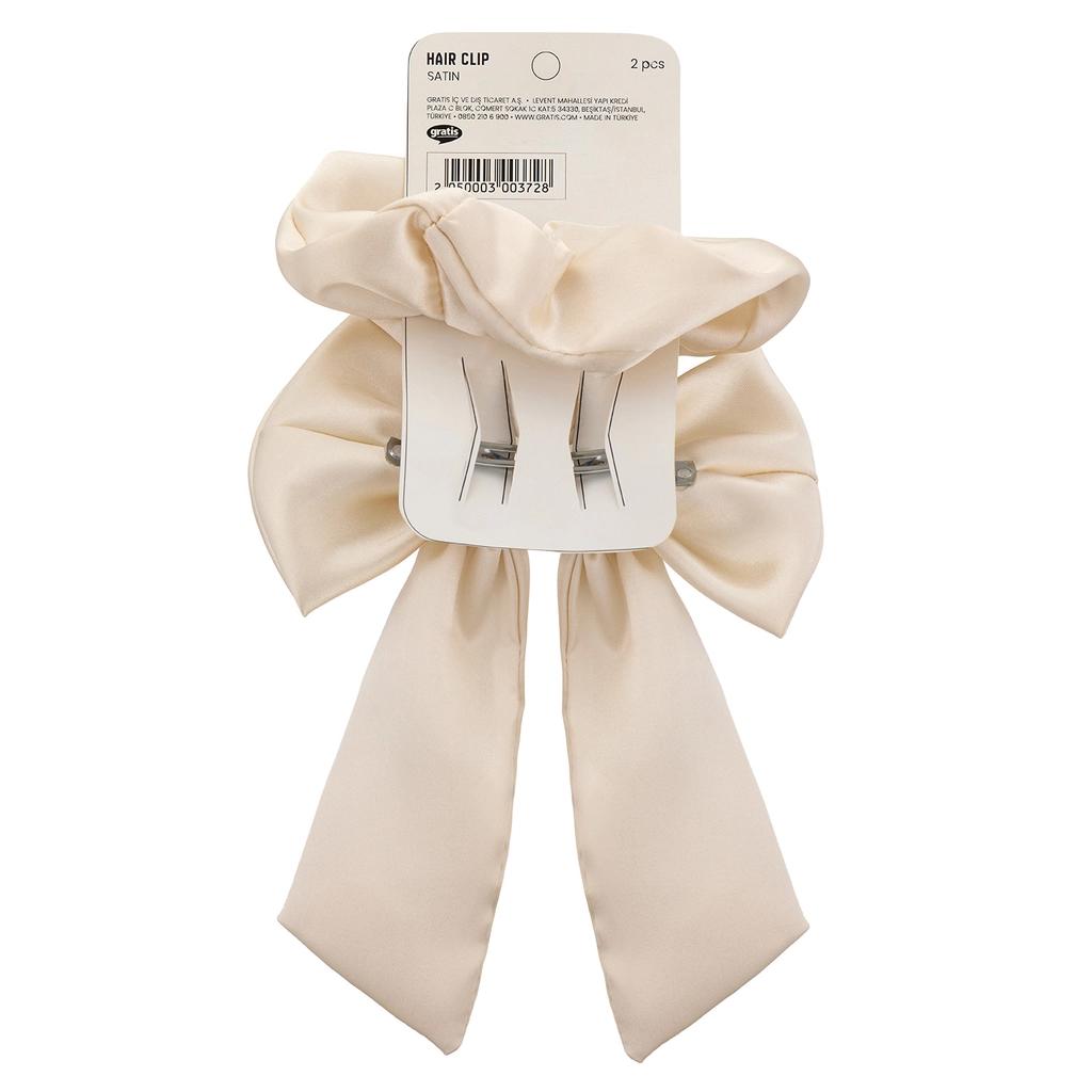 Eklips Cream Satin Scrunchie Set Gentle Hair Ties 2-Piece