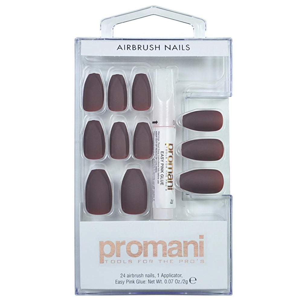 Promani Matte Burgundy False Nail Kit 24 Count