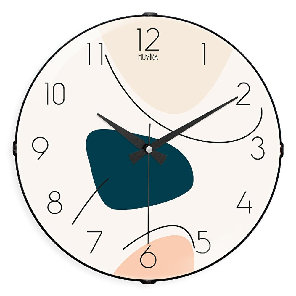 Muyika 36 cm Glass Wall Clock with Silent Mechanism - Decorative Aluminum Hands