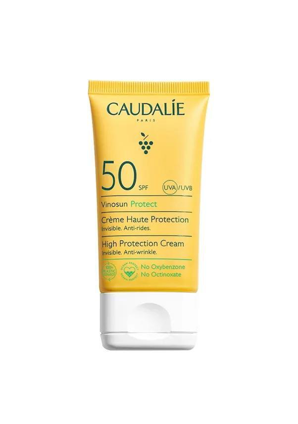 Caudalie Vinosun Protect High Protection Cream SPF 50+ - Eco-Friendly, Vegan, Non-Greasy Sunscreen for Daily Use - Sunscreen