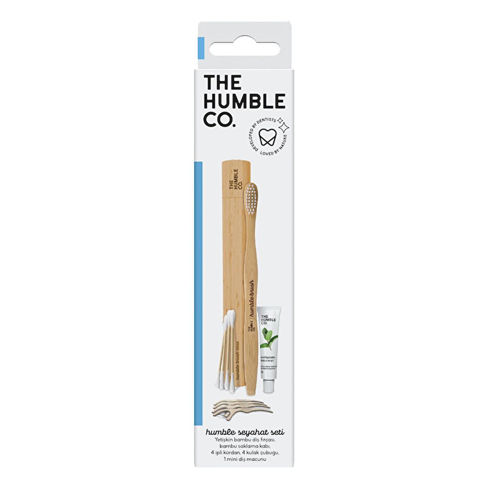 Humble Brush Eco-Friendly Oral Care Travel Kit with Bamboo Toothbrush, Natural Toothpaste & Vegan Products - Toothpaste