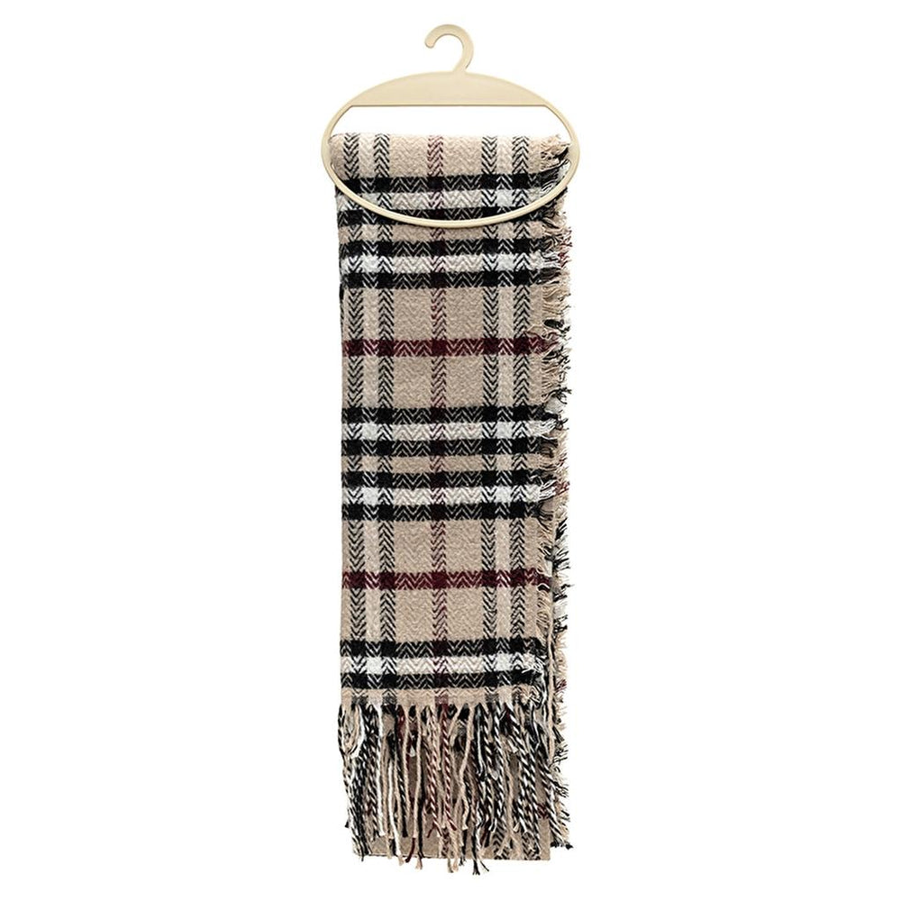 Eklips Burgundy Plaid Scarf for Cozy Winter Style