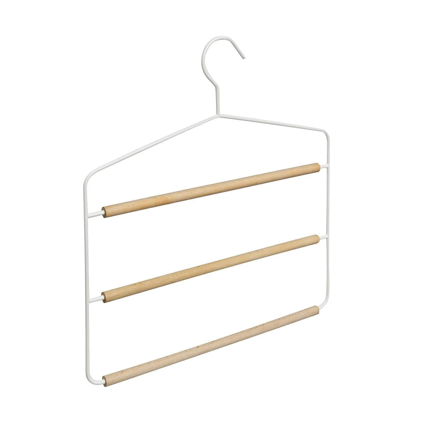 Ideenwelt Wooden Pants Hangers Space-Saving Closet Organizer 3-Pack