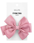 Eklips Satin Bow Ribbon Hair Clip for Elegant Styling, Powder Pink