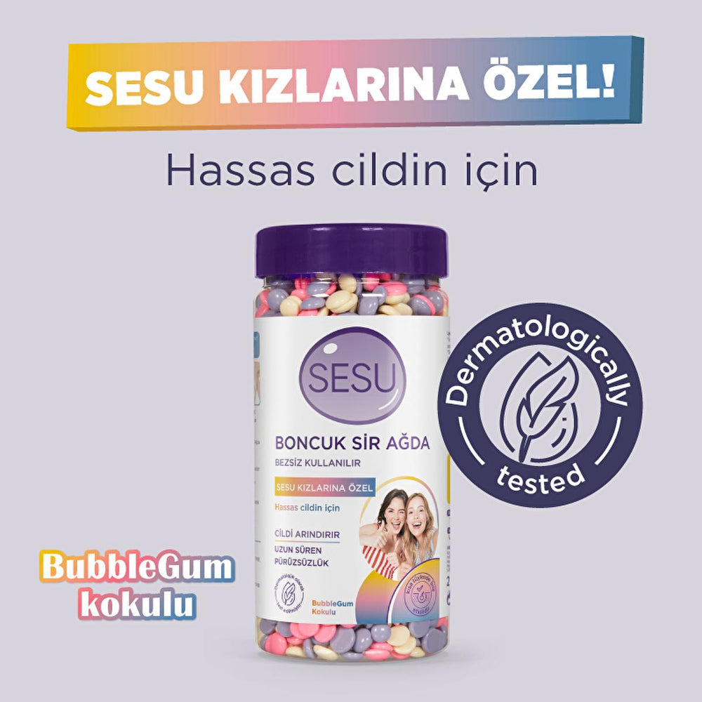 Sesu Boncuk Sir Ağda - Hypoallergenic Bubble Gum Scented Hair Removal Wax for Sensitive Skin - view 5