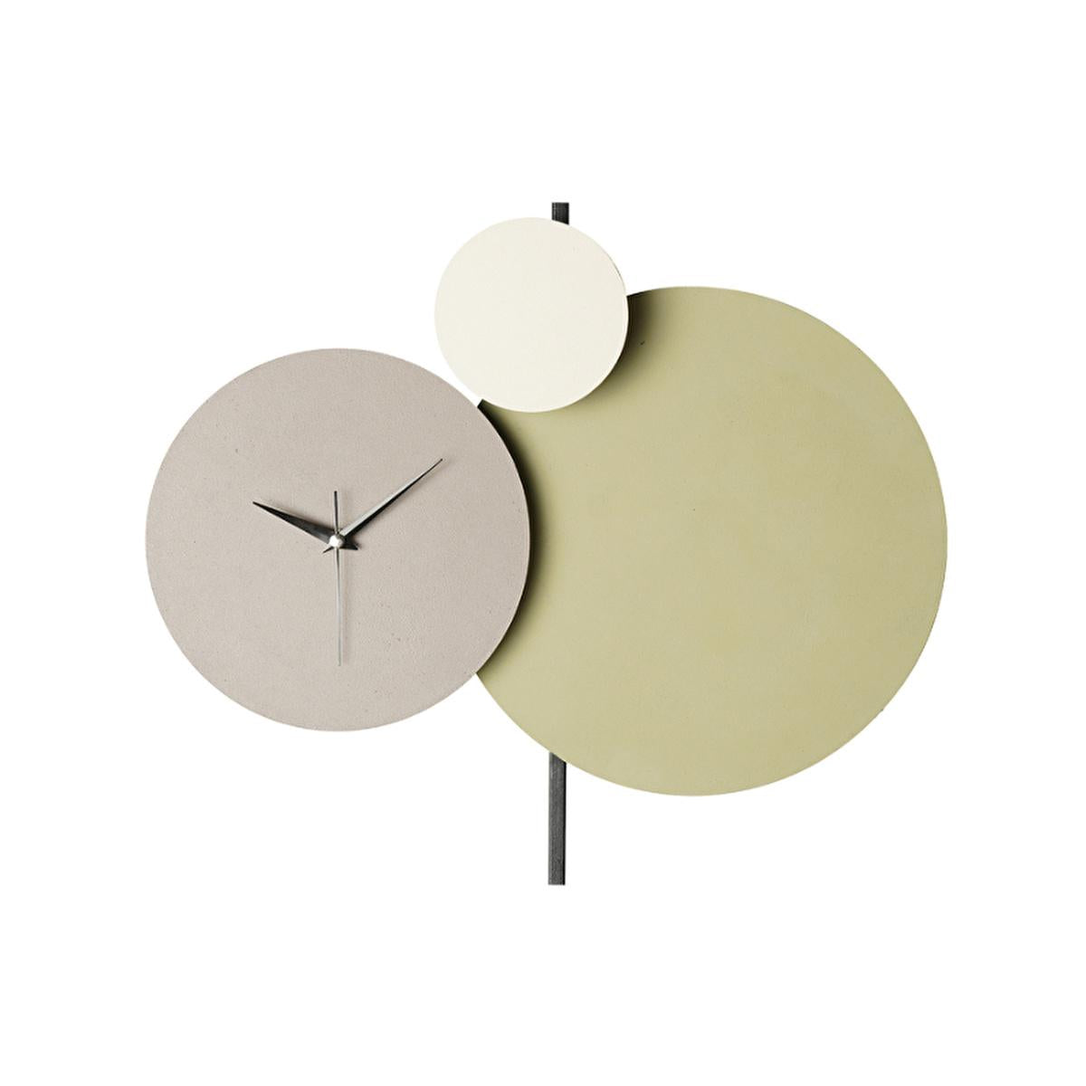 Muyika Handmade Metal Wall Clock - Unique Decorative Silent Sweep Clock for Home and Office (Green-Grey-Cream) Muyika Handmade Metal Wall Clock - Silent Sweep Decor handmade wall clock, metal wall clock, decorative clock, silent sweep clock, custom painted clock, unique home decor, artisanal decor, office decor, living room decor, handmade metal clock, Muyika, wall clock, home accessories, interior design, clock with silent mechanism