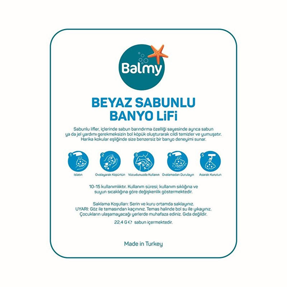 Balmy Beyaz Soap-Infused Bath Loofah - Dermatologically Tested, Luxurious Bathing Experience - view 4