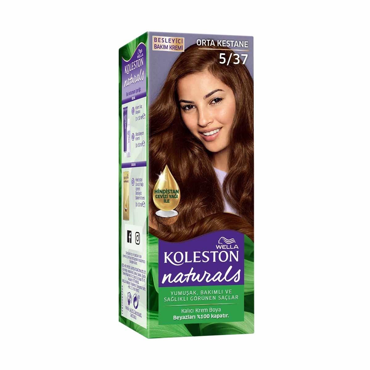 Wella Koleston Naturals Medium Chestnut 5/37 Hair Dye: Long Lasting Color &amp; Gray Coverage with Nourishing Coconut Oil Wella Medium Brown Hair Dye: Gray Coverage &amp; Coconut Oil hair dye, hair color, gray coverage hair dye, coconut oil hair dye, permanent hair color, medium brown hair dye, at home hair color, hair coloring kit, hair coloring, hair color cream, long lasting hair dye, natural hair dye, hair dye for women, hair dye for men, coconut oil, hair care, beauty, personal care, hair treatment, gray hair 