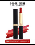 L'Oreal Paris Color Riche Intense Volume Matte Lipstick - 346 Rouge Determination -  Volumizing, Hydrating Red Matte Lipstick L'Oreal Paris Matte Lipstick - Volumizing & Hydrating - Rouge 346 matte lipstick, volumizing lipstick, hyaluronic acid lipstick, red matte lipstick, Loreal lipstick, fuller lips lipstick, long lasting matte lipstick, rouge lipstick, 346 Rouge Determination, lipstick, matte finish, volumizing effect, hydrating lipstick, intense color, lip color, makeup, beauty, cosmetics, lip enhancem
