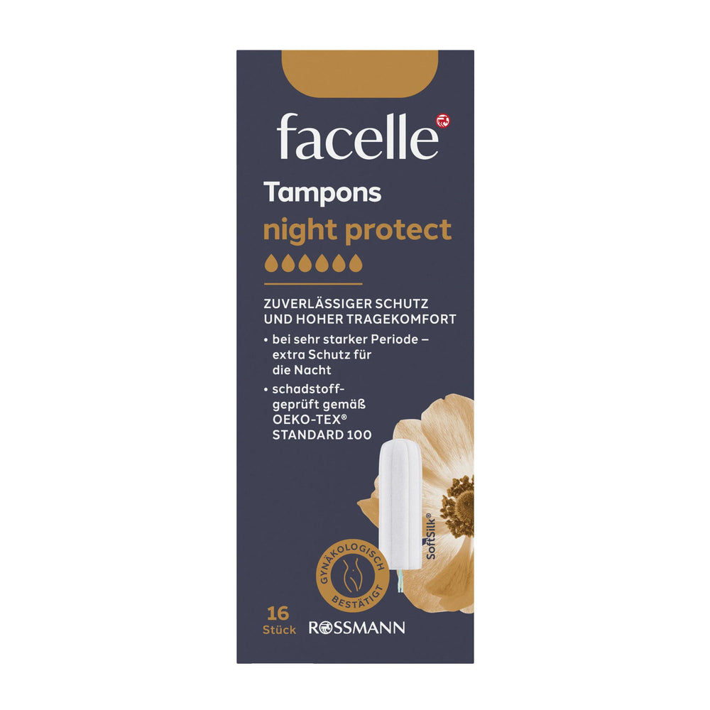 Facelle Night Tampons Reliable Protection 16 Count