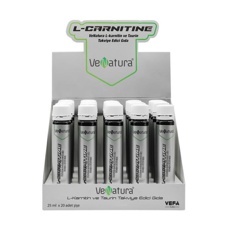 VeNatura L-Carnitine and Taurine Dietary Supplement - Vegan, Gluten-Free, 25 ml x 20 Bottles - Vitamin & Supplement