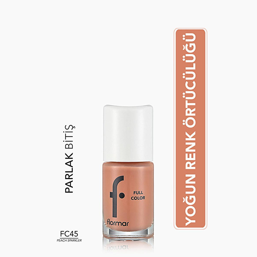 Flormar Full Color Nail Polish - High Pigment, Long Lasting, Glossy Finish - FC45 Peach Sparkler - view 4