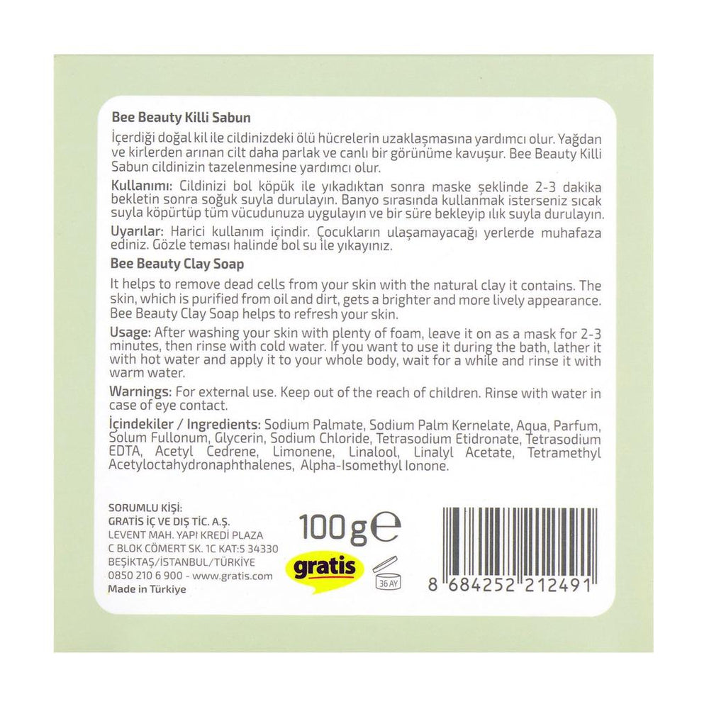 Bee Beauty Clay Bar Soap for Deep Cleansing 100g