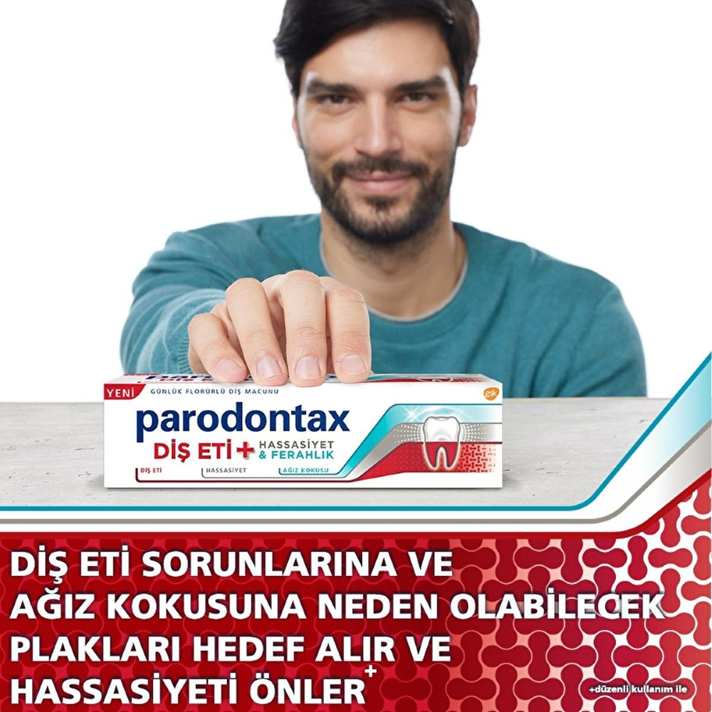 Parodontax Whitening Toothpaste for Sensitive Teeth and Gums - Anti-Plaque, Fluoride, 2.54 fl oz - Toothpaste