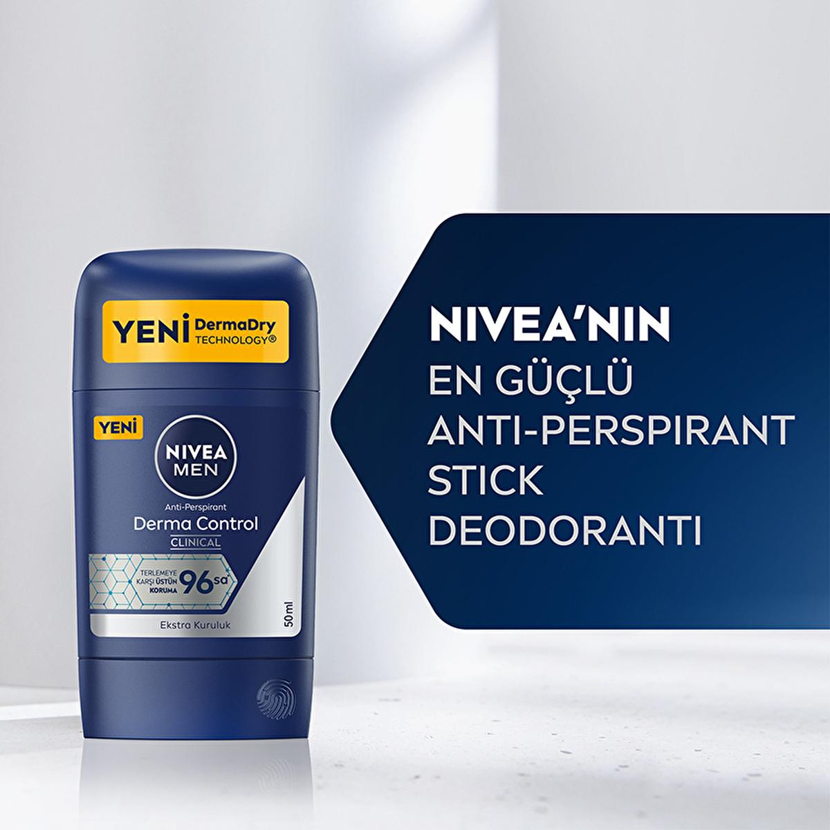 Nivea Derma Control Clinical Men&#39;s Deodorant Stick - Long Lasting Sweat Protection, Anti-Perspirant, 1.69 fl oz Nivea Men&#39;s Deodorant Stick - 96hr Sweat Protection Nivea Deodorant Stick, Men&#39;s Deodorant, Anti-perspirant Deodorant, Long-lasting Sweat Protection, Derma Control Deodorant, Men&#39;s Grooming, Personal Care, Hygiene Products, Sweat Protection, Odor Control, Vitamin C, Dermatologically Tested, Gentle Deodorant