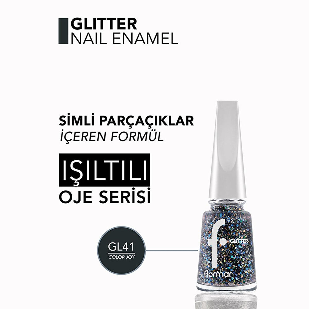 Flormar Glitter Yarı Saydam Simli Oje - Long Lasting Glitter Nail Polish for Trendy Nail Makeup - view 3