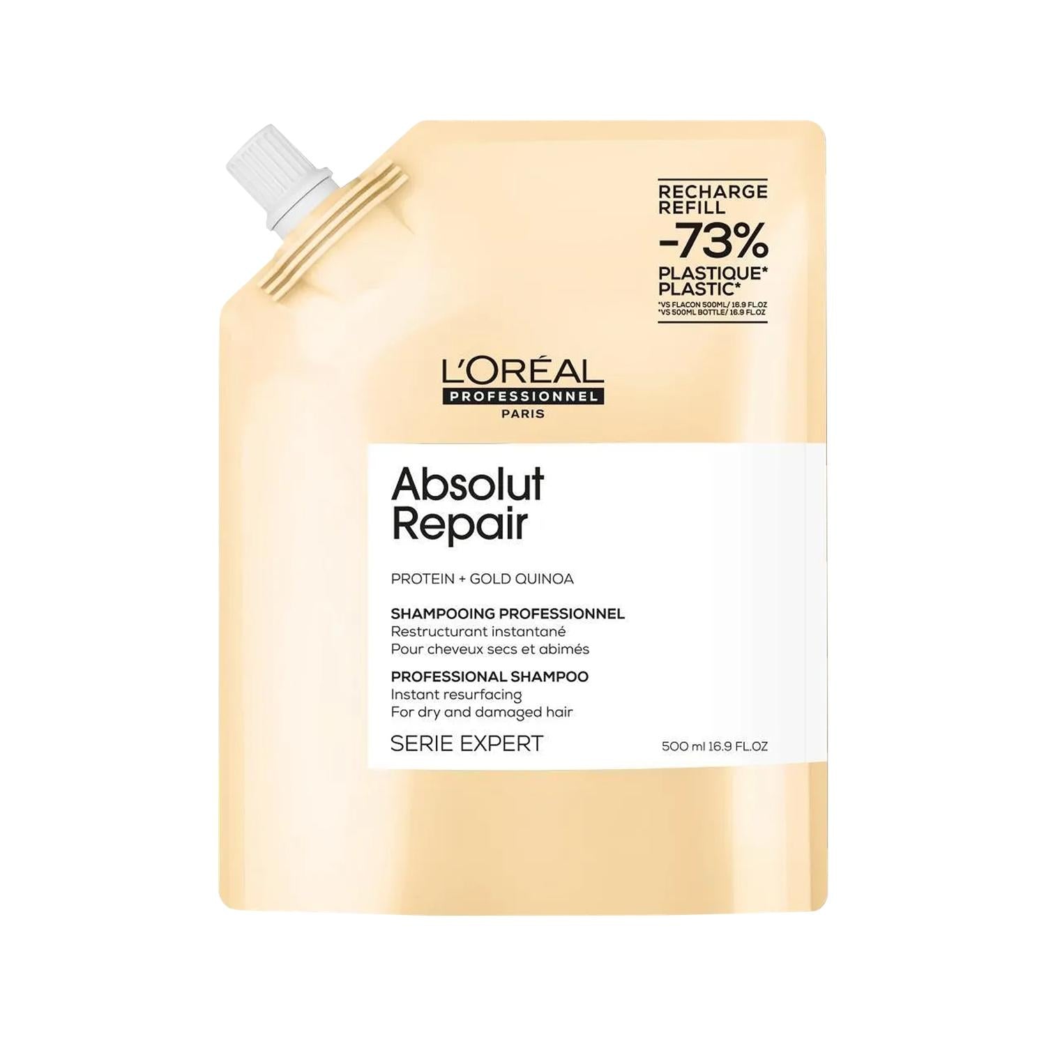 L'Oreal Professionnel Paris Serie Expert Absolut Repair Shampoo - 500ml Refill for Damaged Hair Care L'Oreal Paris Absolut Repair Shampoo - Repair Damaged Hair repairing shampoo, damaged hair care, L'Oreal Professionnel Paris, Serie Expert Absolut Repair, hair repair products, hair care, professional hair products, eco-friendly refill, cost-effective hair care, damaged hair repair, hair nourishment, shampoo for damaged hair