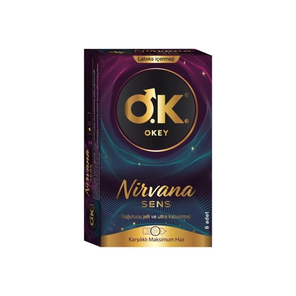 Okey Nirvana Sens Ribbed &amp; Dotted Condoms 8-Pack