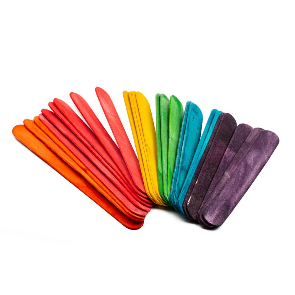 Lino Colorful Wooden Craft Sticks, 15 cm, 50-Pack - Arts & Crafts Supplies for Kids and Educators