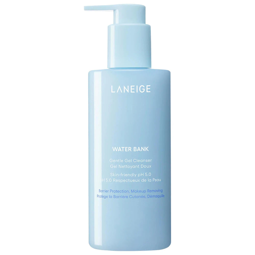 Laneige Water Bank Gentle Gel Cleanser: Hyaluronic Acid, Low pH, Non-Irritating & Hydrating Korean Facial Cleanser for Daily Use Laneige Gentle Cleanser: Hydrating, Low pH Facial Cleanser gentle cleanser, hyaluronic acid cleanser, low pH cleanser, Korean skincare, hydrating cleanser, non-irritating cleanser, makeup removing cleanser, sunscreen removing cleanser, dry skin cleanser, daily cleanser, facial cleanser, face wash, skincare, hydration, moisturizing, soothing, redness relief, sensitive skin, paraben