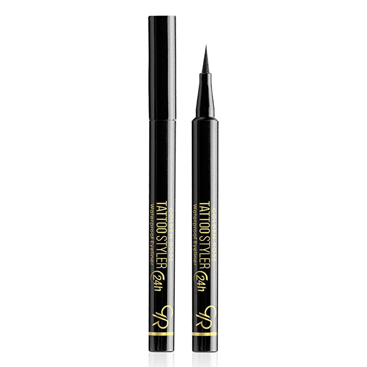 golden rose tattoo styler waterproof eyeliner midnight black, vegan eyeliner pen with flexible tip, matte black eyeliner producing dramatic looks Golden Rose Tattoo Styler Waterproof Eyeliner - Midnight Black for Dramatic Looks | Vegan & Smudge-Proof Golden Rose Waterproof Eyeliner - Midnight Black golden-rose, waterproof-eyeliner, tattoo-styler, vegan-makeup, smudge-proof, dramatic-eyes, beauty-enthusiasts, matte-black, easy-application, ai-generated