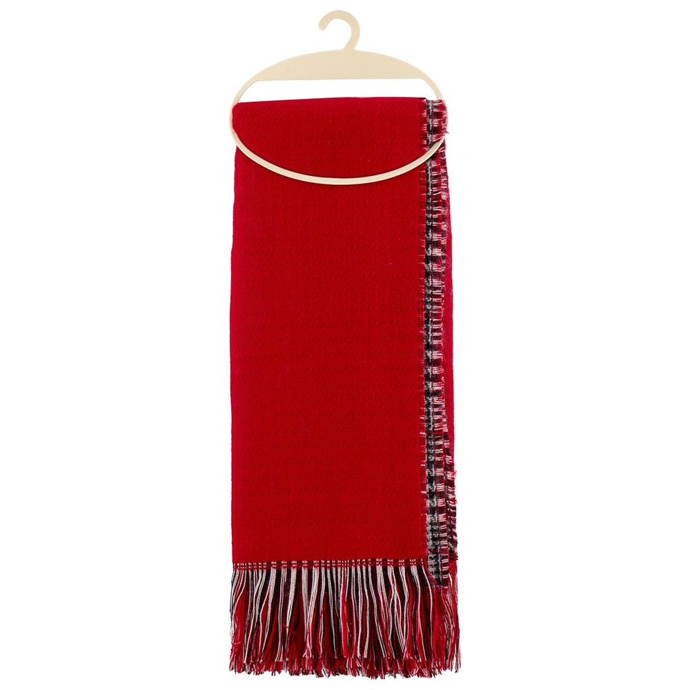 Eklips Double-Sided Red Plaid Scarf for Cold Weather Protection
