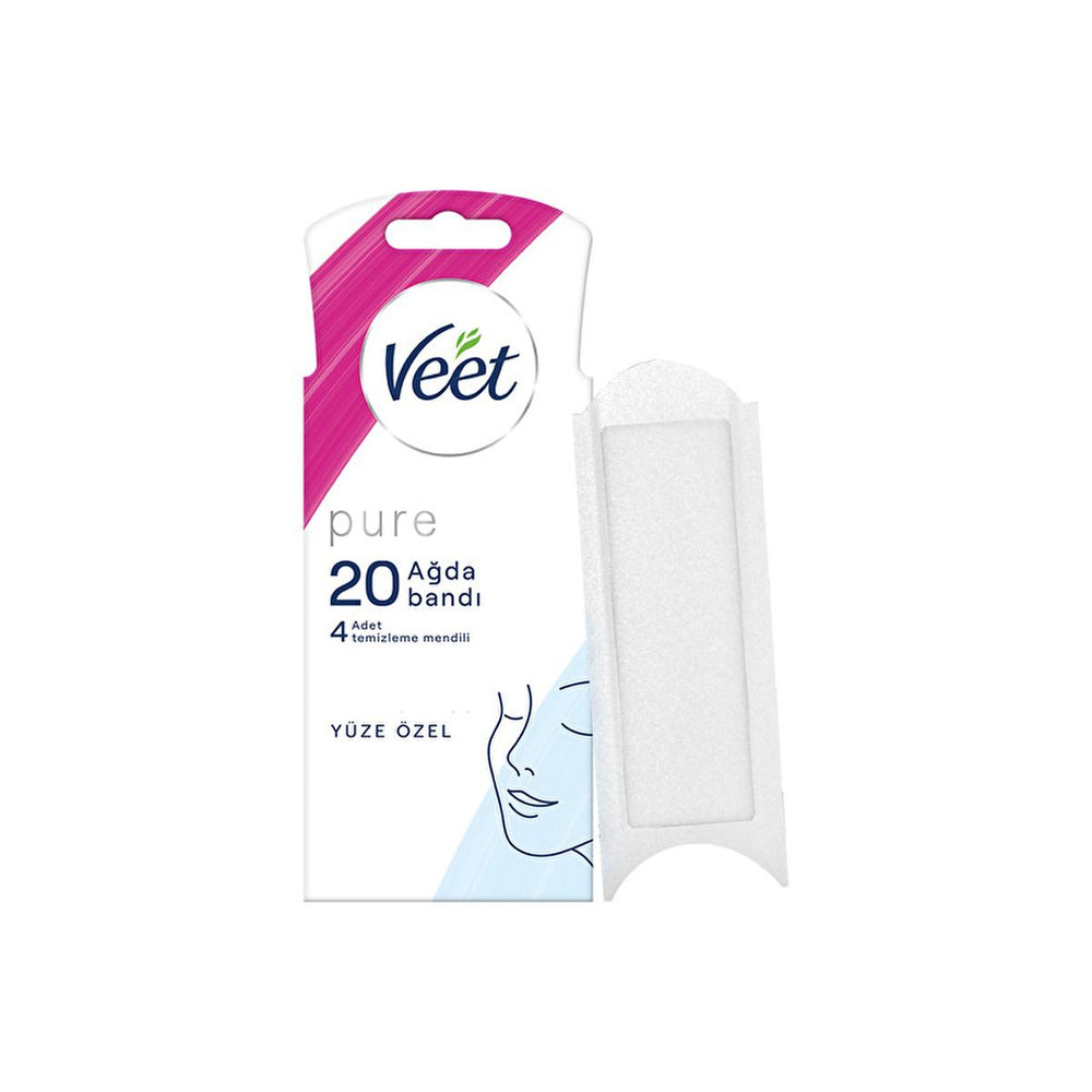 Veet Pure Facial Wax Strips for Sensitive Skin - Hypoallergenic Hair Removal for Face, Easy-Gelwax Technology, - Skin Care