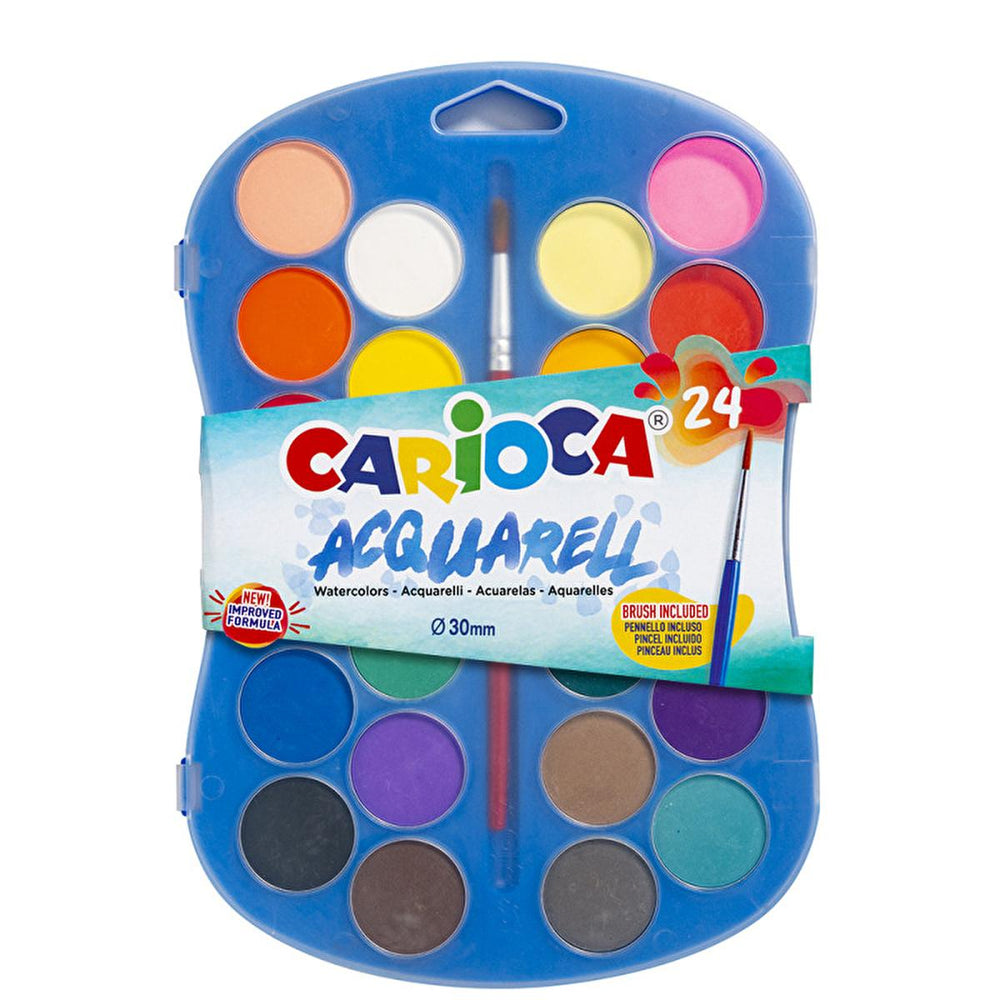 Carioca 24-Piece Watercolor Paint Set for Kids - Vibrant, Washable Paints for Artistic Creations - Toy