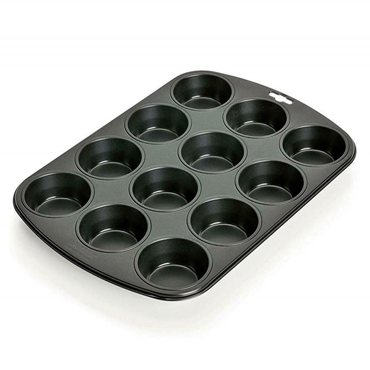 Kaiser 12-Cup Non-Stick Muffin Pan with 60 Paper Liners - German Quality Baking Kaiser Non-Stick Muffin Pan - 12 Cup Capacity muffin pan, non-stick baking pan, 12-cup muffin tin, Kaiser baking products, German quality baking pans, bakeware, non-stick muffin pan, baking essentials, kitchen utensils, home baking, batch baking