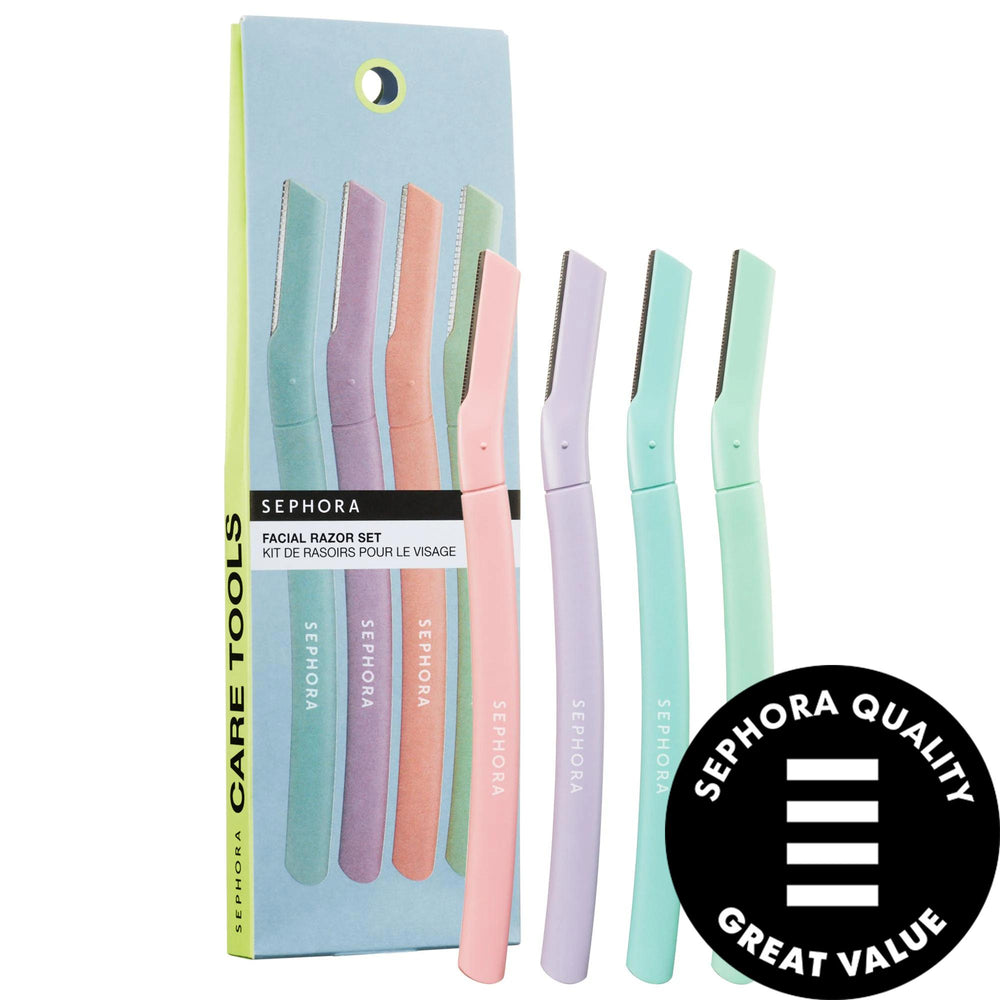 Facial Razor Set: Achieve Smooth, Hair-Free Skin - Dermaplaning Tool, Peach Fuzz Remover, and Brow Shaper - 4 High-Quality Razors Facial Razor Set: Smooth Skin & Peach Fuzz Removal facial razor, peach fuzz remover, dermaplaning tool, brow shaper, facial hair removal, face shaver women, dermaplane razor, eyebrow razor, women's facial razor, facial hair remover, smoother skin, hair removal, even skin texture, convenient tool, brow shaping, high-quality razors, ergonomic handle, travel pouch, makeup applicatio