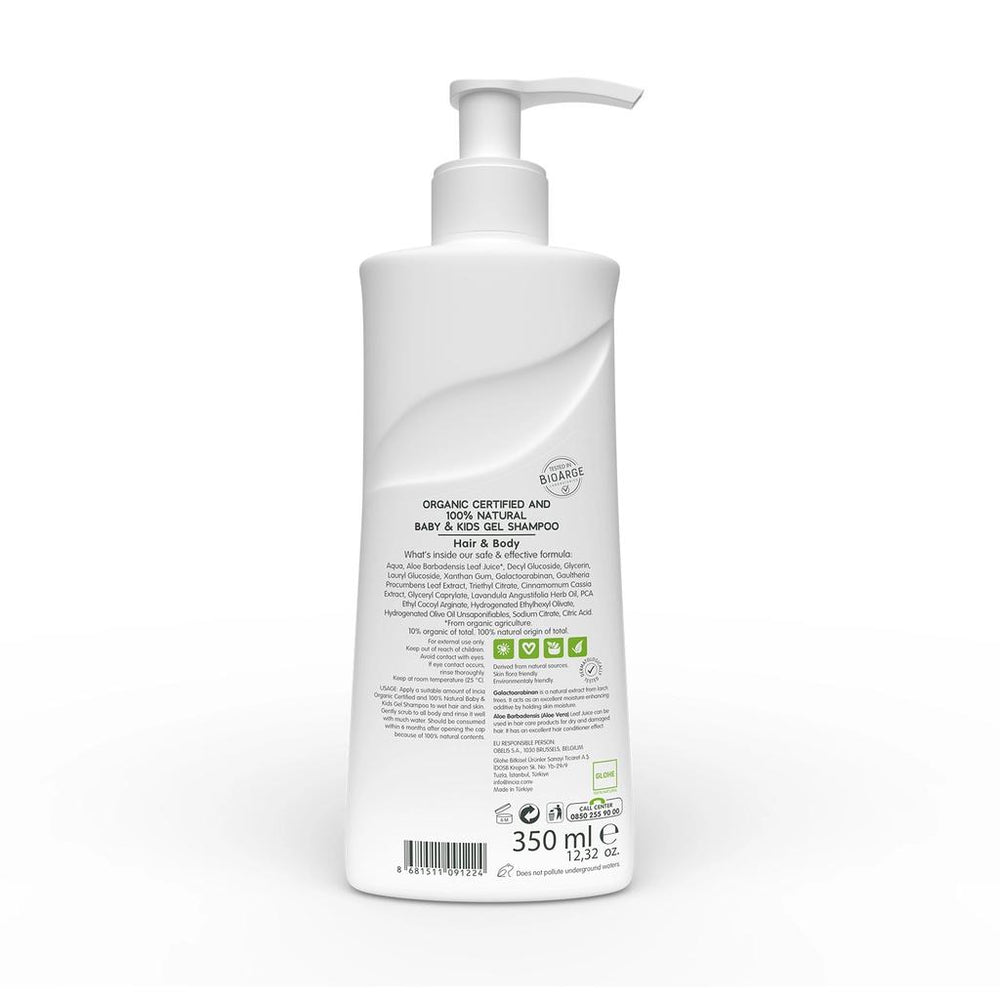 Incia 100% Natural Kids Gel Shampoo for Gentle Cleansing 350 ml