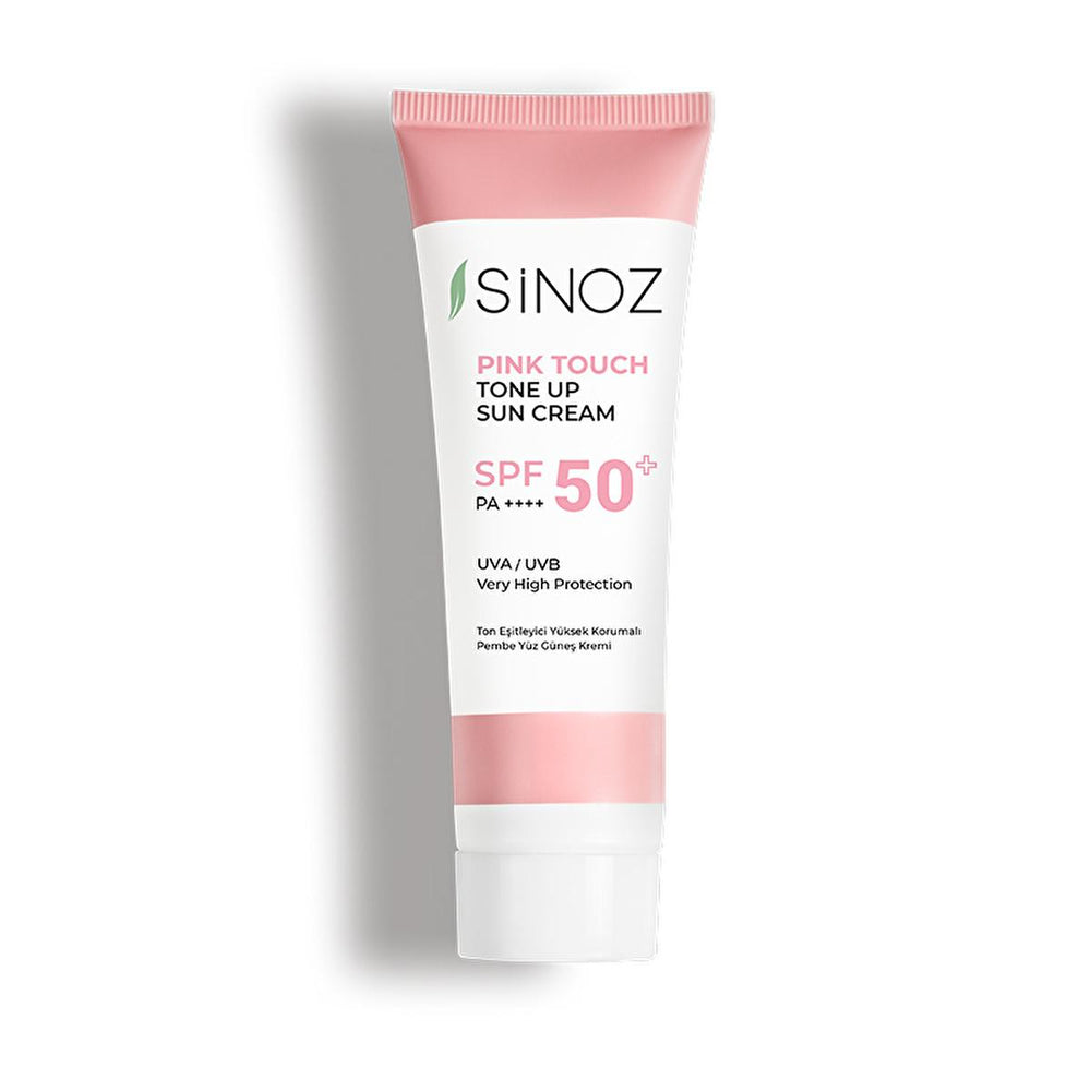 Sinoz SPF50+ Pink Touch Facial Sunscreen: Tone Up & Protect with High Protection, Calamine & PA++++ for Radiant Skin (1.69 fl oz) Sinoz SPF50+ Pink Sunscreen: Tone Up & High Protection SPF 50 sunscreen, pink tone up sunscreen, sunscreen for face, high protection sunscreen, sunscreen with calamine, tone correcting sunscreen, brightening sunscreen, Sinoz sunscreen, sunscreen for all skin types, facial sunscreen, sun protection, UVA/UVB protection, radiant skin, even skin tone, calamine, panthenol, shea butter
