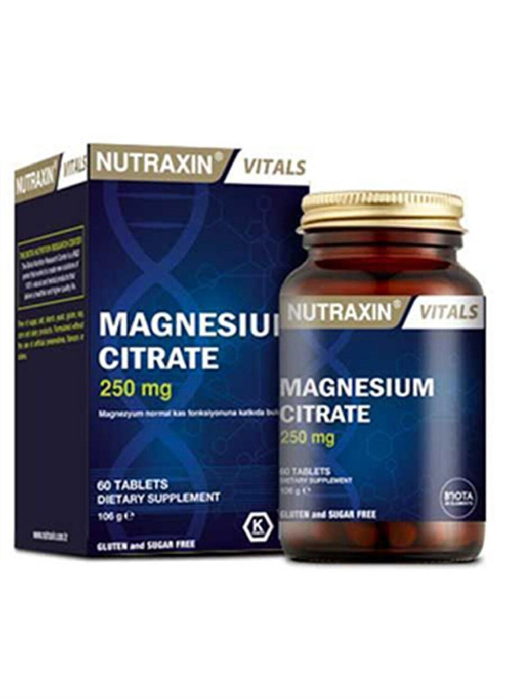 Nutraxin Magnesium Citrate 250mg - 60 Tablets - Natural Dietary Supplement for Adults - Vitamin & Supplement