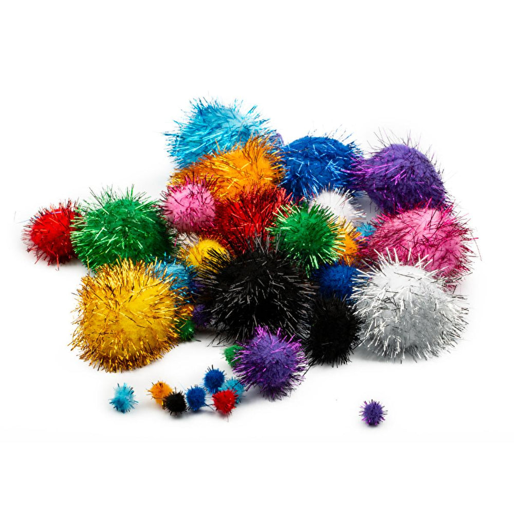 Lino Ponpon Craft Ponpon Set - 40 Assorted Metallic Ponpons for Arts & Crafts Projects - view 2