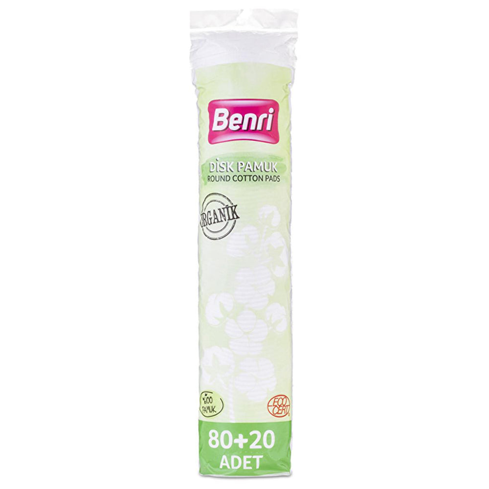 Benri Organic Makeup Removal Pads - Gentle, Effective, and Eco-Friendly - 80+20 Count - Makeup Remover