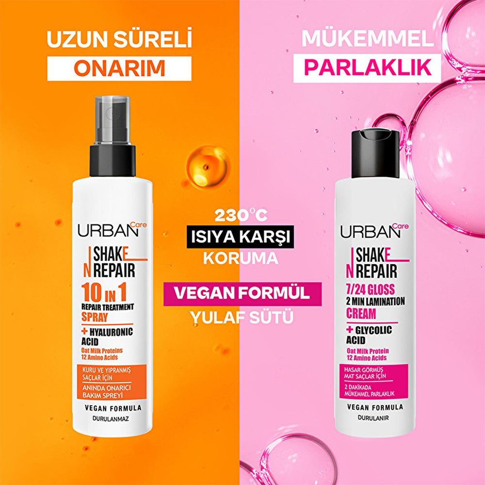 Urban Care Shake N Repair: Gloss Lamination Hair Treatment for Damaged Hair | Vegan, Shine Enhancing with Amino Acids & Oat Milk Protein Urban Care: Gloss Hair Treatment for Damaged Hair| Vegan hair gloss treatment, damaged hair repair, vegan hair care, shine enhancing hair treatment, smooth hair treatment, gloss lamination hair, amino acid hair treatment, oat milk protein hair treatment, hair treatment, hair mask, hair shine, hair repair, vegan beauty, cruelty-free, hair care, dry hair, dull hair, hair hyd