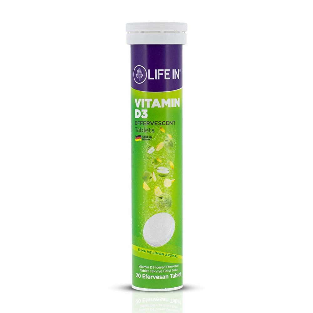 Life In Vitamin D3 Effervescent Tablets - Vitamin D Supplement for Adults, Easy to Consume, 20 Tablets - Vitamin & Supplement