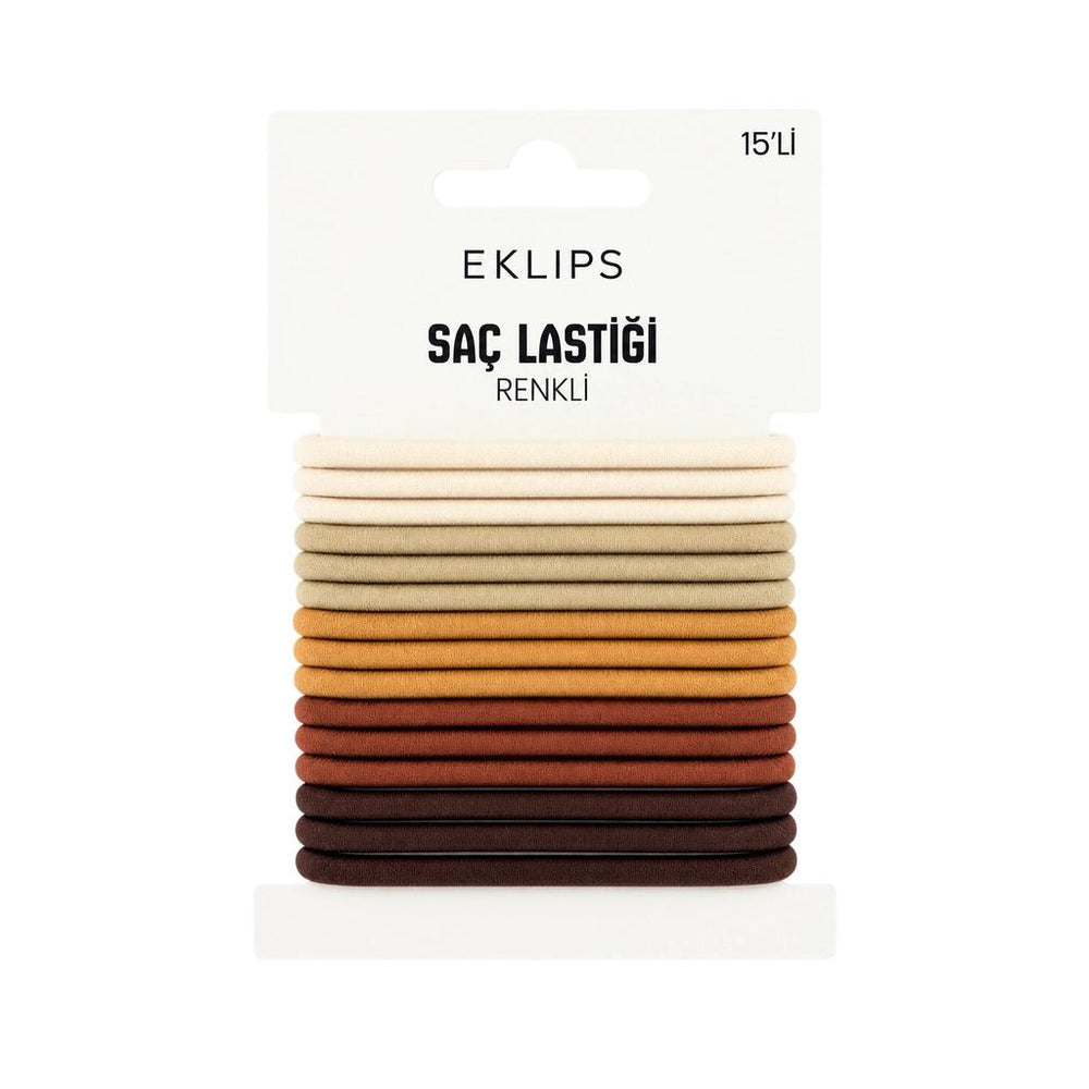 Eklips 15-Piece Coffee Tones Elastic Hair Ties