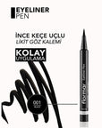 Flormar Matte Black Felt Tip Eyeliner: Intense Pigment, Long Lasting, Precise Liquid Definition - Smudge Proof for Dramatic Eyes Flormar Matte Black Eyeliner: Long Lasting, Smudge Proof Matte Eyeliner, Felt Tip Eyeliner, Black Eyeliner, Long Lasting Eyeliner, Pigmented Eyeliner, Flormar Eyeliner, Liquid Eyeliner, Precise Eyeliner, Smudge Proof Eyeliner, eyeliner, eye makeup, matte finish, dramatic eyes, precise application, long-lasting, intense pigment, makeup, beauty, defining eyes, enhancing eyes, felt-t